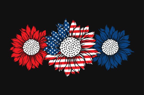 Sunflower American Flag SVG Sublimation