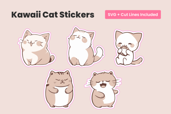 SVG Stickers of Cats Kawaii Cat Stickers